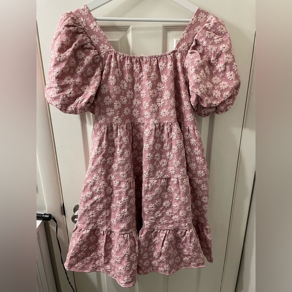 Grace & Emma NWT Botanical Blush Pink Floral Puff Sleeve Dress XL - Picture 15 of 16